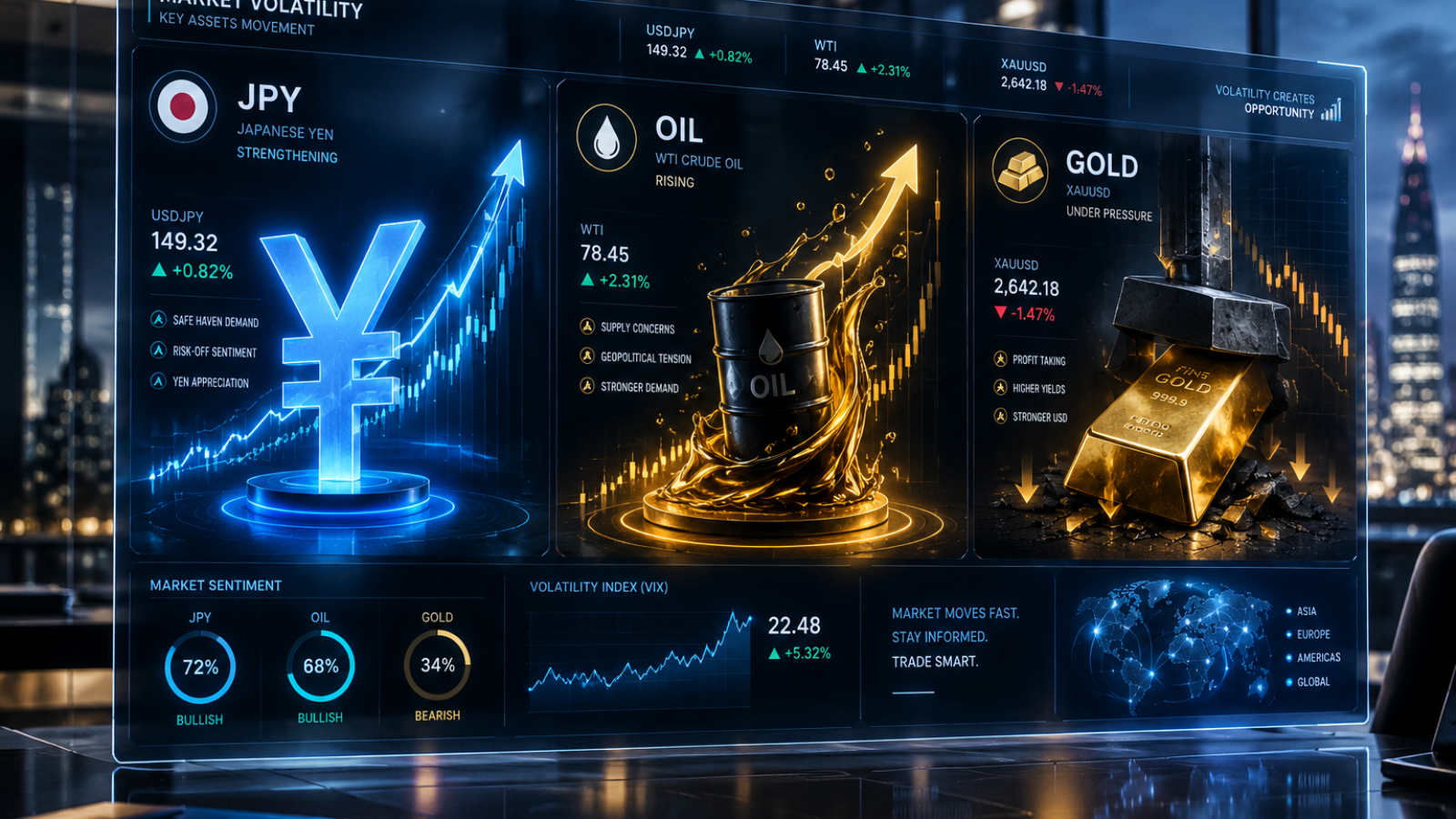 Dasbor Keuangan Futuristik Pasar Global