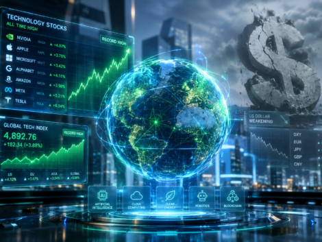 Hologram Keuangan Global dan Saham Teknologi