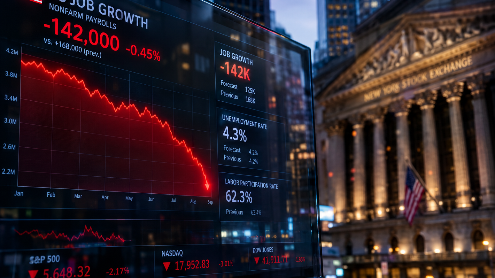 Layar Pasar Saham Menurun di Wall Street
