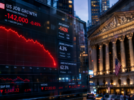 Layar Pasar Saham Menurun di Wall Street